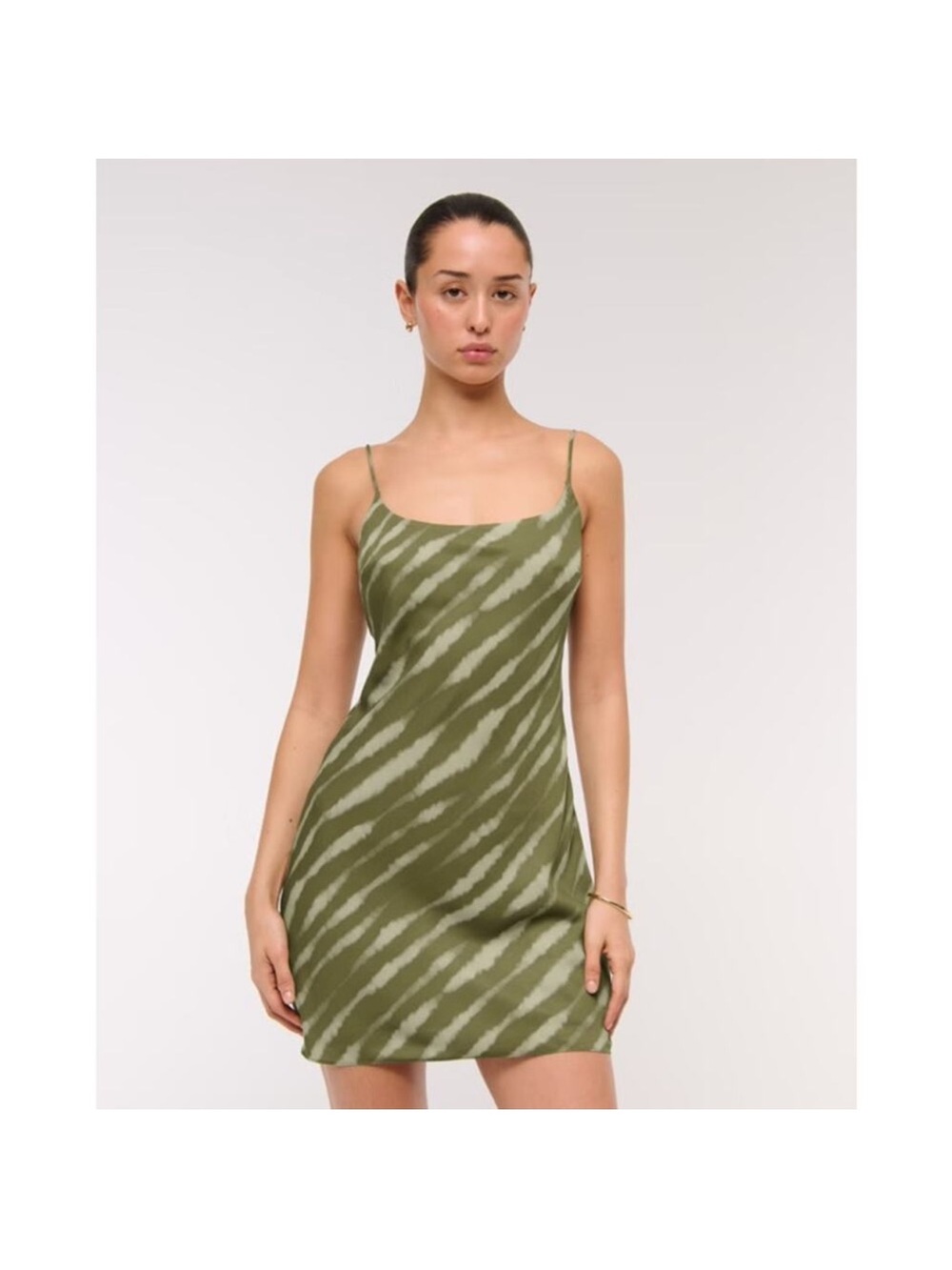 Abercrombie Julia Slip Mini Dress in Olive Pattern Green